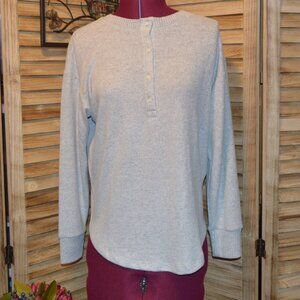 NWT Loft XSP Light Grey L/S Henley Type Top